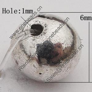 Beads Zinc Alloy Jewelry Findings Lead-free, Round 6mm Hole:1mm, Sold by Bag 