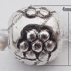 Beads Zinc Alloy Jewelry Findings Lead-free, 4mm Hole:1mm, Sold by Bag 