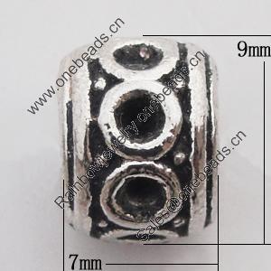 European Style Beads Zinc Alloy Jewelry Findings Lead-free, 7x9mm Hole:5mm, Sold by Bag 