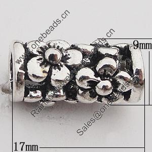 European Style Beads Zinc Alloy Jewelry Findings Lead-free, Column 17x9mm Hole:5mm, Sold by Bag 