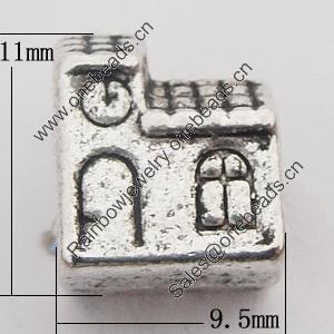 European Style Beads Zinc Alloy Jewelry Findings Lead-free, 9.5x11mm Hole:5mm, Sold by Bag 