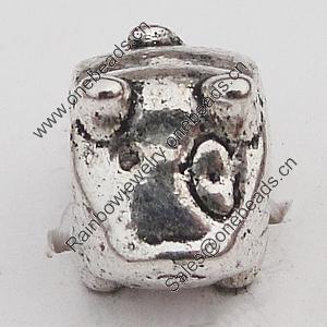 European Style Beads Zinc Alloy Jewelry Findings Lead-free, Animal 8x13mm Hole:5mm, Sold by Bag 