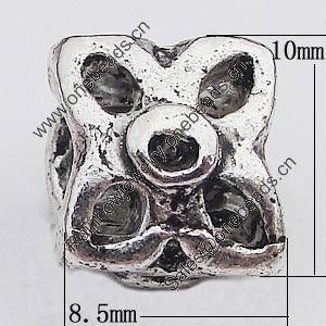 European Style Beads Zinc Alloy Jewelry Findings Lead-free, Flower 8.5x10mm Hole:4mm, Sold by Bag 