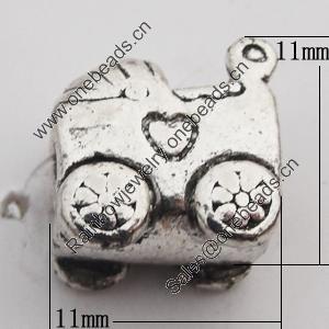 European Style Beads Zinc Alloy Jewelry Findings Lead-free, 11x11mm Hole:4mm, Sold by Bag 