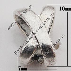 European Style Beads Zinc Alloy Jewelry Findings Lead-free, 7x10mm Hole:7mm, Sold by Bag 