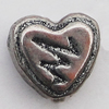 Beads Zinc Alloy Jewelry Findings Lead-free, Heart 8x7mm Hole:1.5mm, Sold by Bag 