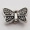 Beads Zinc Alloy Jewelry Findings Lead-free, Butterfly 10x6.5mm Hole:1mm, Sold by Bag 