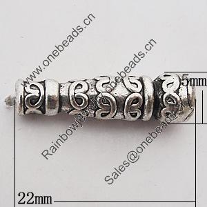 Beads Zinc Alloy Jewelry Findings Lead-free, 22x5mm Hole:1mm, Sold by Bag 