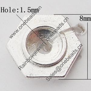 Beads Zinc Alloy Jewelry Findings Lead-free, Polygon 8mm Hole:1.5mm, Sold by Bag 
