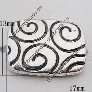 Beads Zinc Alloy Jewelry Findings Lead-free, Rectangle 17x13mm Hole:1mm, Sold by Bag 
