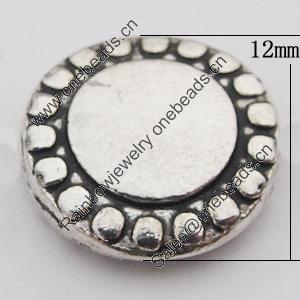 Beads Zinc Alloy Jewelry Findings Lead-free, Flat Round 12mm Hole:1mm, Sold by Bag 