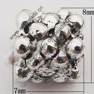 Beads Zinc Alloy Jewelry Findings Lead-free, 7x8mm Hole:1.5mm, Sold by Bag 