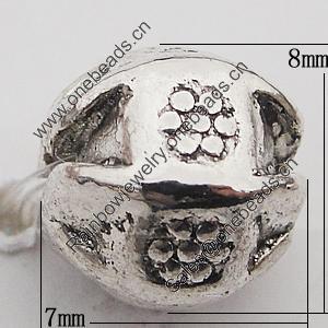 Beads Zinc Alloy Jewelry Findings Lead-free, 7x8mm Hole:1mm, Sold by Bag 