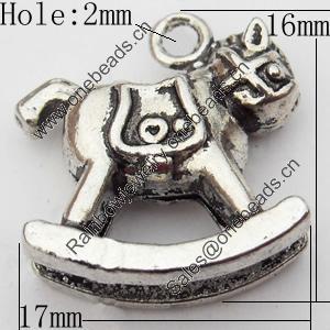 Pendant Zinc Alloy Jewelry Findings Lead-free, 16x17mm Hole:2mm, Sold by Bag