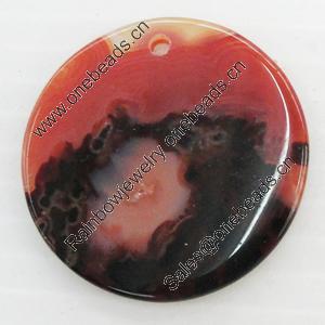 Agate Pendant, Flat Round, 28mm, Hole:Approx 1mm, Sold by PC 