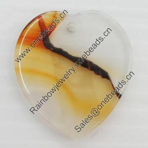 Agate Pendant, Heart, 26x27mm, Hole:Approx 1mm, Sold by PC 