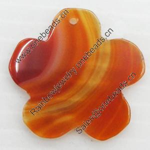 Agate Pendant, Flower, 29mm, Hole:Approx 1mm, Sold by PC 