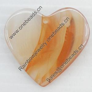 Agate Pendant, Heart, 34x33mm, Hole:Approx 1mm, Sold by PC 