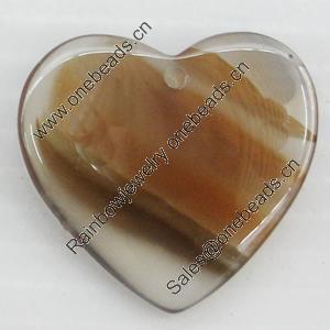 Agate Pendant, Heart, 34x33mm, Hole:Approx 1mm, Sold by PC 