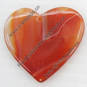 Agate Pendant, Heart, 34x33mm, Hole:Approx 1mm, Sold by PC 