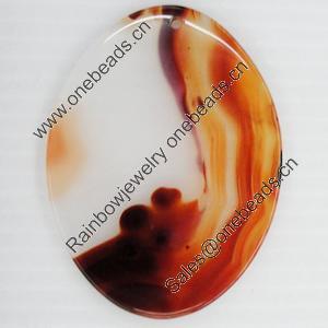 Agate Pendant, Flat Oval, 62x48mm, Hole:Approx 1mm, Sold by PC 