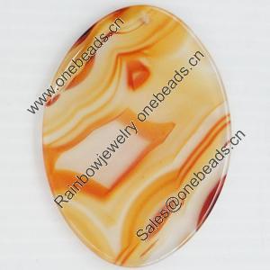 Agate Pendant, Flat Oval, 62x48mm, Hole:Approx 1mm, Sold by PC 