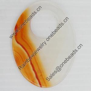 Agate Pendant, Flat Oval, 51x38mm, Hole:Approx 16mm, Sold by PC 