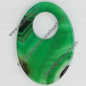 Agate Pendant, Flat Oval, 51x38mm, Hole:Approx 16mm, Sold by PC 