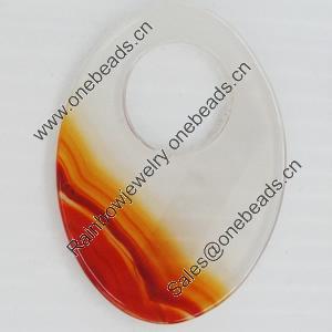 Agate Pendant, Flat Oval, 51x38mm, Hole:Approx 16mm, Sold by PC 