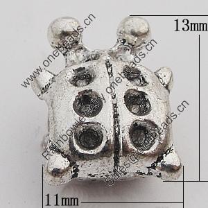 European Style Beads Zinc Alloy Jewelry Findings Lead-free, 11x13mm Hole:4mm, Sold by Bag