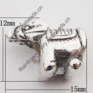 European Style Beads Zinc Alloy Jewelry Findings Lead-free, 15x12mm Hole:5mm, Sold by Bag 