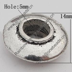 European Style Beads Zinc Alloy Jewelry Findings Lead-free, 14mm Hole:5mm, Sold by Bag 