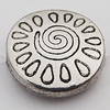 Beads Zinc Alloy Jewelry Findings Lead-free, Flat Round 13mm Hole:1.5mm, Sold by Bag 