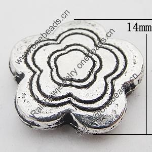 Beads Zinc Alloy Jewelry Findings Lead-free, Flower 14mm Hole:1.5mm, Sold by Bag 