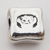 European Style Beads Zinc Alloy Jewelry Findings Lead-free, Square 9x10mm Hole:4mm, Sold by Bag 