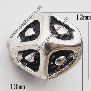 Beads Zinc Alloy Jewelry Findings Lead-free, 13x12mm Hole:2mm, Sold by Bag 
