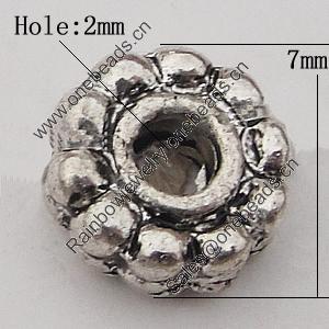 Spacer Zinc Alloy Jewelry Findings Lead-free, 7mm Hole:2mm, Sold by Bag 