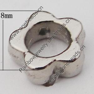 Beads Zinc Alloy Jewelry Findings Lead-free, Flower O:8mm I:4mm Hole:1mm, Sold by Bag 
