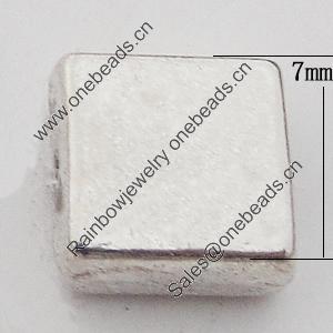 Beads Zinc Alloy Jewelry Findings Lead-free, Square 7mm Hole:1mm, Sold by Bag 