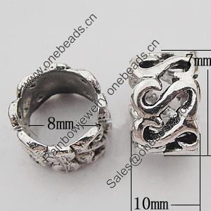 European Style Beads Zinc Alloy Jewelry Findings Lead-free, 10x7mm Hole:8mm, Sold by Bag 
