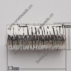 Beads Zinc Alloy Jewelry Findings Lead-free, Tube 13x6mm Hole:1.5mm, Sold by Bag 