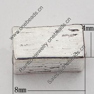 Beads Zinc Alloy Jewelry Findings Lead-free, Rectangle 8x4mm Hole:1mm, Sold by Bag 
