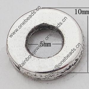 Beads Zinc Alloy Jewelry Findings Lead-free, Donut O:10mm I:5mm Hole:1mm, Sold by Bag 