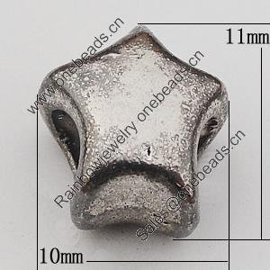 European Style Beads Zinc Alloy Jewelry Findings Lead-free, Star 10x11mm Hole:4mm, Sold by Bag 