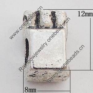 European Style Beads Zinc Alloy Jewelry Findings Lead-free, 8x12mm Hole:5mm, Sold by Bag 