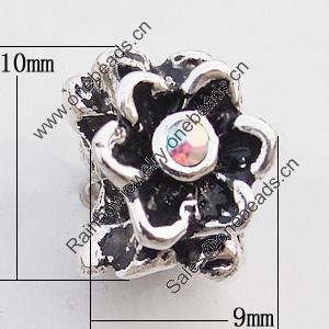 European Style Beads Zinc Alloy Jewelry Findings Lead-free, 9x10mm Hole:5mm, Sold by Bag 