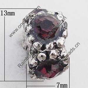 European Style Beads Zinc Alloy Jewelry Findings Lead-free, 7x13mm Hole:4mm, Sold by Bag 