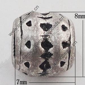 Beads Zinc Alloy Jewelry Findings Lead-free, 7x8mm Hole:4mm, Sold by Bag 