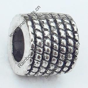 European Style Beads Zinc Alloy Jewelry Findings Lead-free, 8x9mm ,Drum, Hole:5mm, Sold by Bag