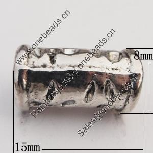 European Style Beads Zinc Alloy Jewelry Findings Lead-free, Column 15x8mm Hole:4.5mm, Sold by Bag 